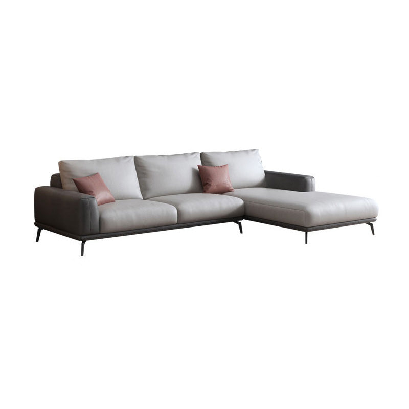 Faux Leather Pillow Back Sectionals/Sofa with Square Arm for Living Room