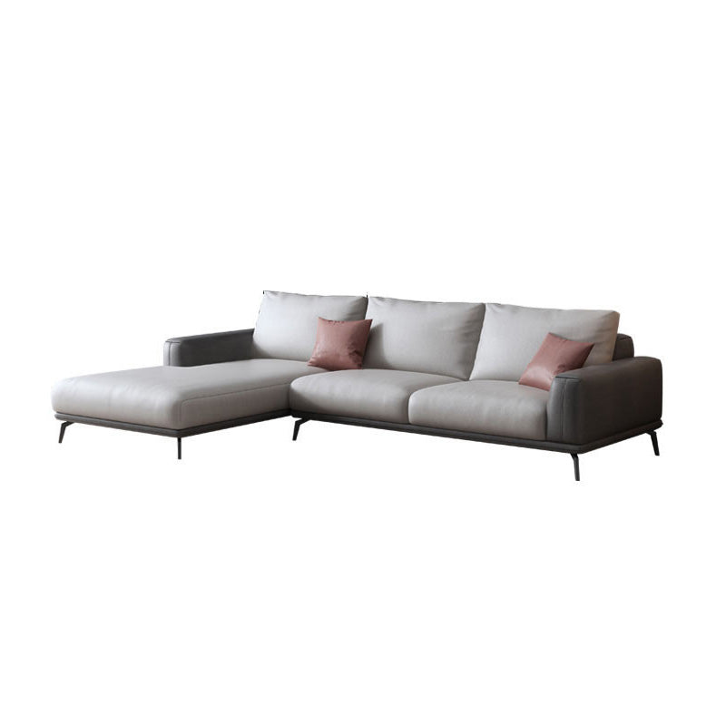 Faux Leather Pillow Back Sectionals/Sofa with Square Arm for Living Room