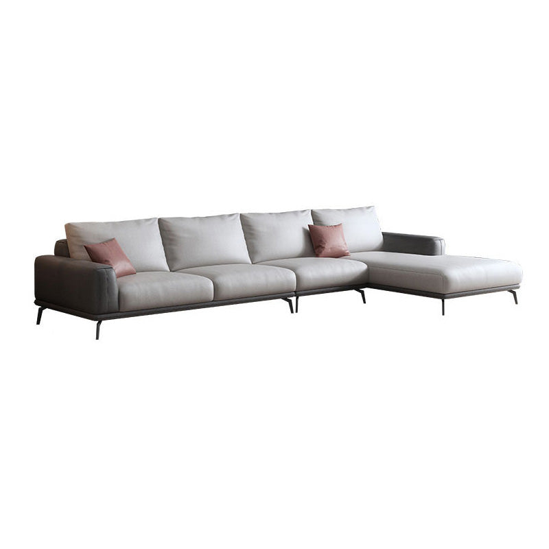 Faux Leather Pillow Back Sectionals/Sofa with Square Arm for Living Room