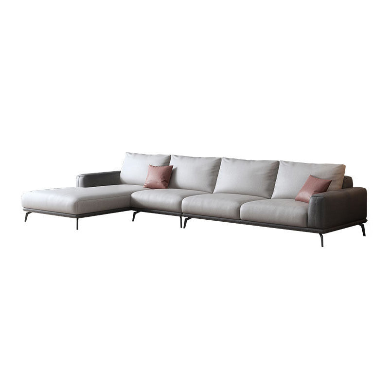Faux Leather Pillow Back Sectionals/Sofa with Square Arm for Living Room