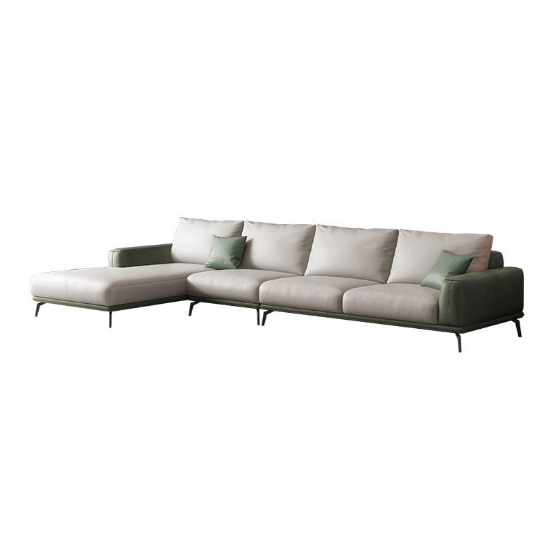 Faux Leather Pillow Back Sectionals/Sofa with Square Arm for Living Room