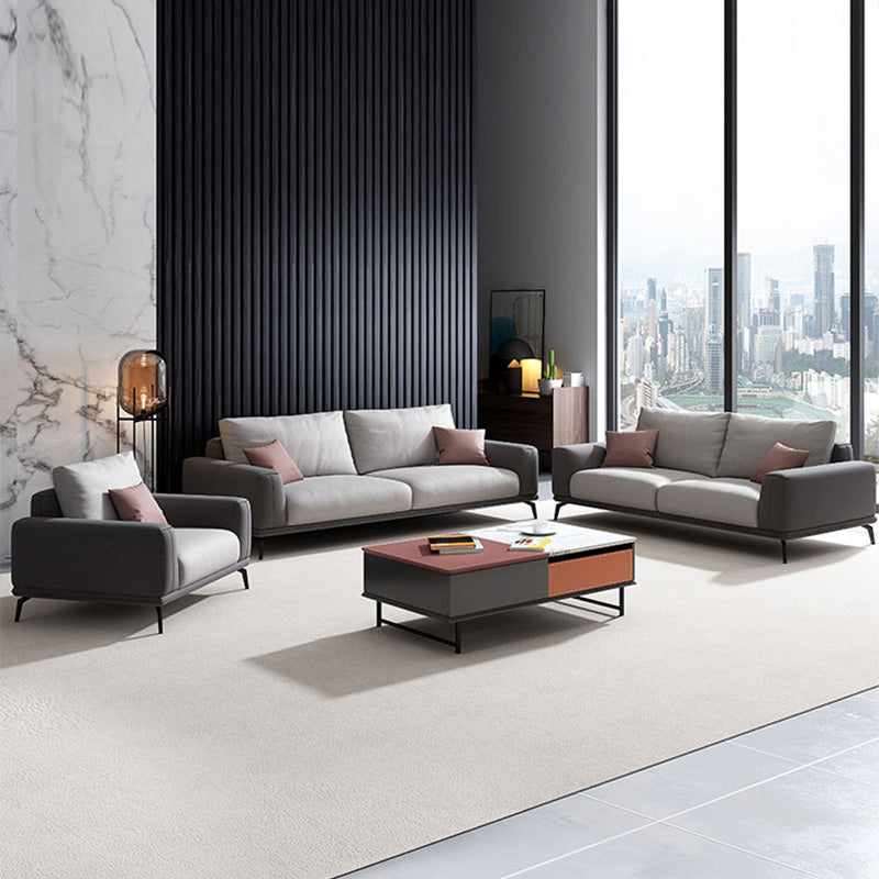 Faux Leather Pillow Back Sectionals/Sofa with Square Arm for Living Room