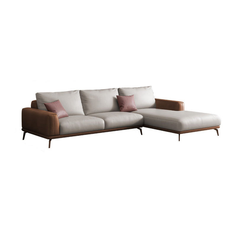 Faux Leather Pillow Back Sectionals/Sofa with Square Arm for Living Room