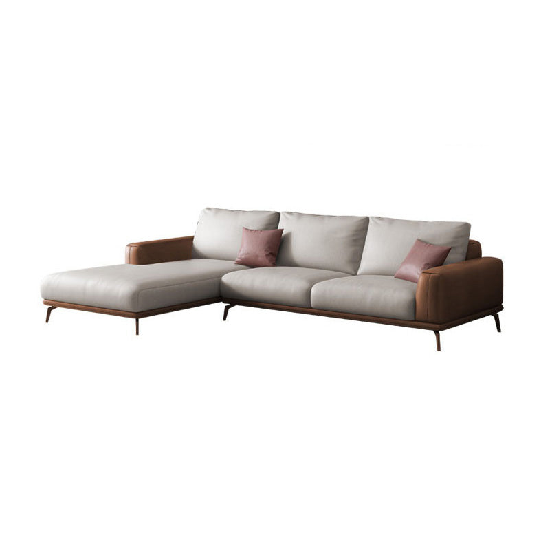 Faux Leather Pillow Back Sectionals/Sofa with Square Arm for Living Room