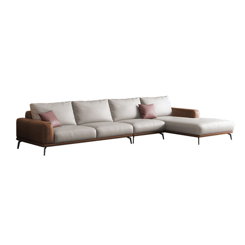 Faux Leather Pillow Back Sectionals/Sofa with Square Arm for Living Room