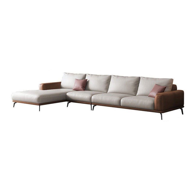 Faux Leather Pillow Back Sectionals/Sofa with Square Arm for Living Room