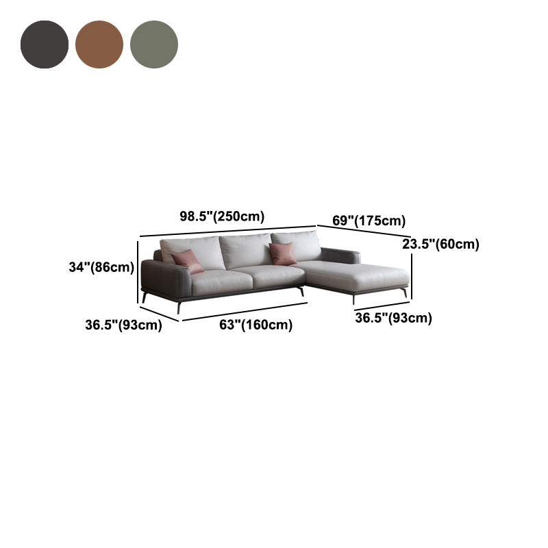 Faux Leather Pillow Back Sectionals/Sofa with Square Arm for Living Room