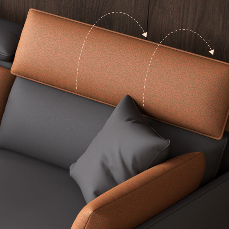Faux Leather Cushion Back Sectional with Storage for Living Room