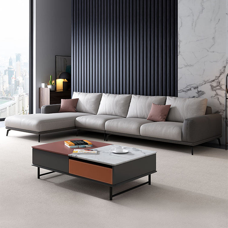 Faux Leather Sectionals/Sofa with Square Arm for Living Room
