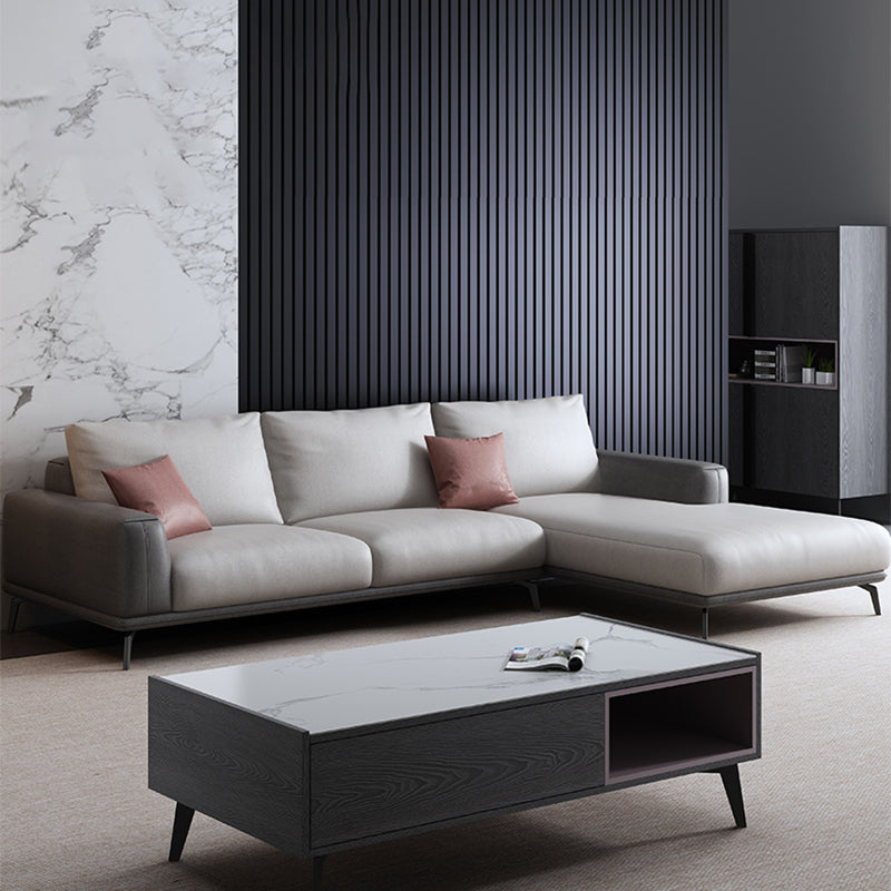 Faux Leather Sectionals/Sofa with Square Arm for Living Room