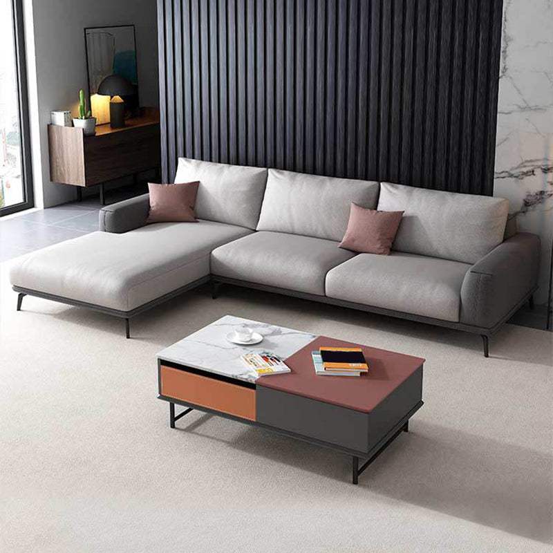 Faux Leather Sectionals/Sofa with Square Arm for Living Room