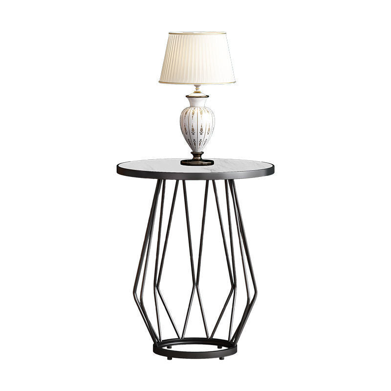Modern Round Side Table 24.4-inch Gold/Black Metal Frame End Table