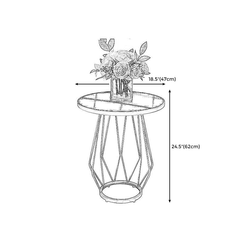 Modern Round Side Table 24.4-inch Gold/Black Metal Frame End Table