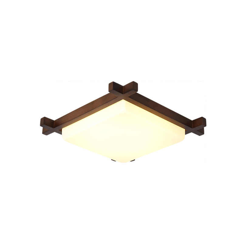 1 Light Square Ceiling Lamp Modern Style Wood Ceiling Lighting for Living Room