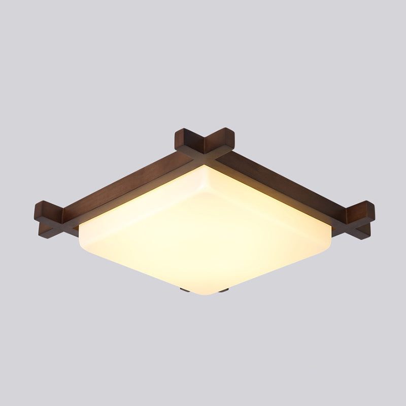 1 Light Square Ceiling Lamp Modern Style Wood Ceiling Lighting for Living Room