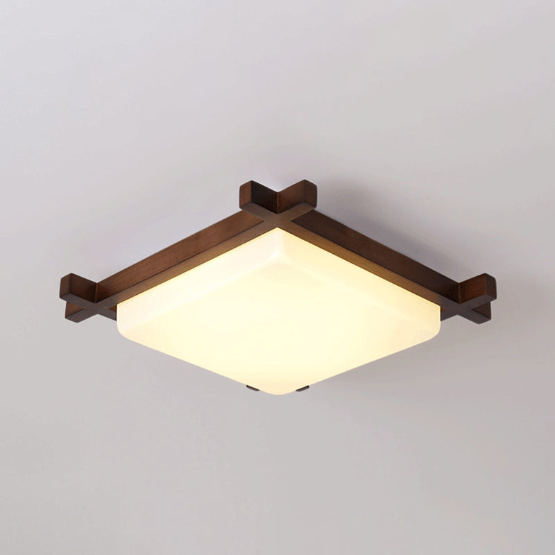 1 Light Square Ceiling Lamp Modern Style Wood Ceiling Lighting for Living Room