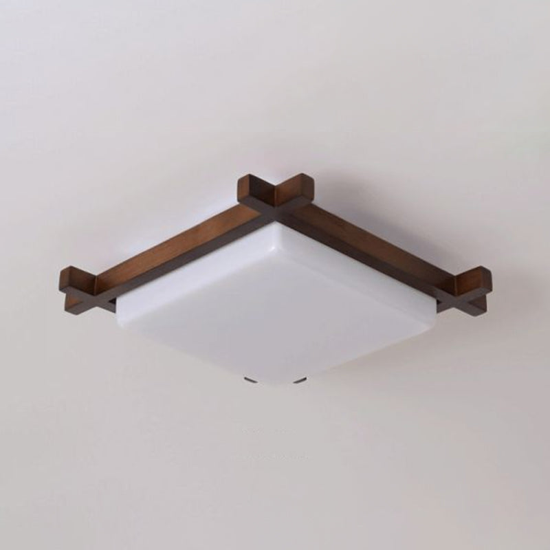 1 Light Square Ceiling Lamp Modern Style Wood Ceiling Lighting for Living Room