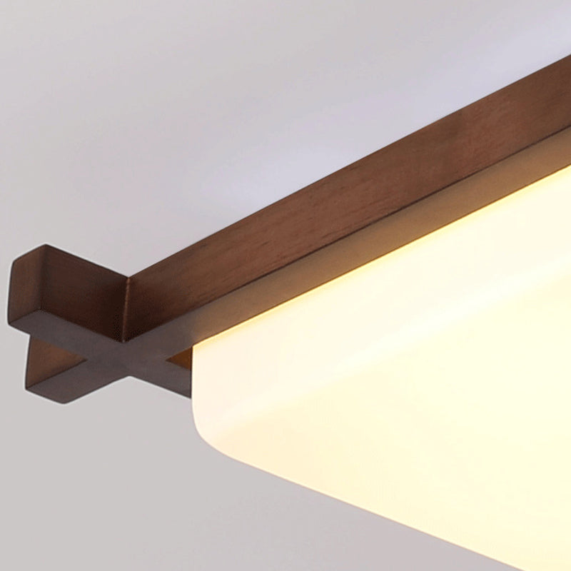 1 Light Square Ceiling Lamp Modern Style Wood Ceiling Lighting for Living Room