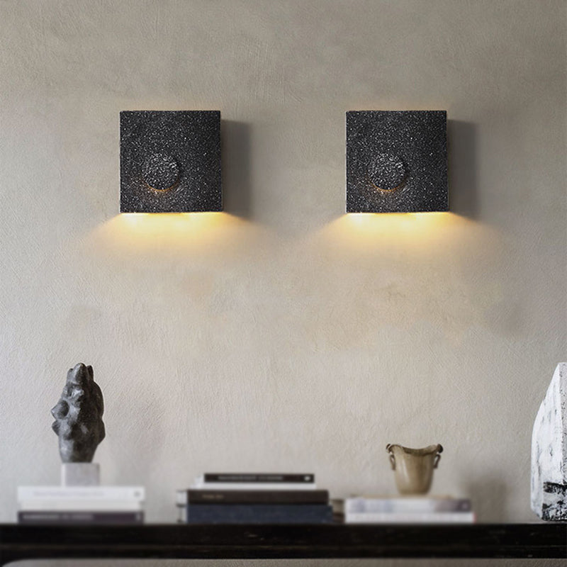 Stone Square Wall Sconce Lighting Modern Style 1 Light Wall Lighting Fixtures