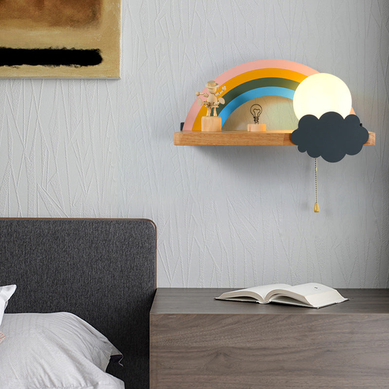 Modern Style Wooden Wall Light Fixture Creative Wall Light Sconce for Child's Room