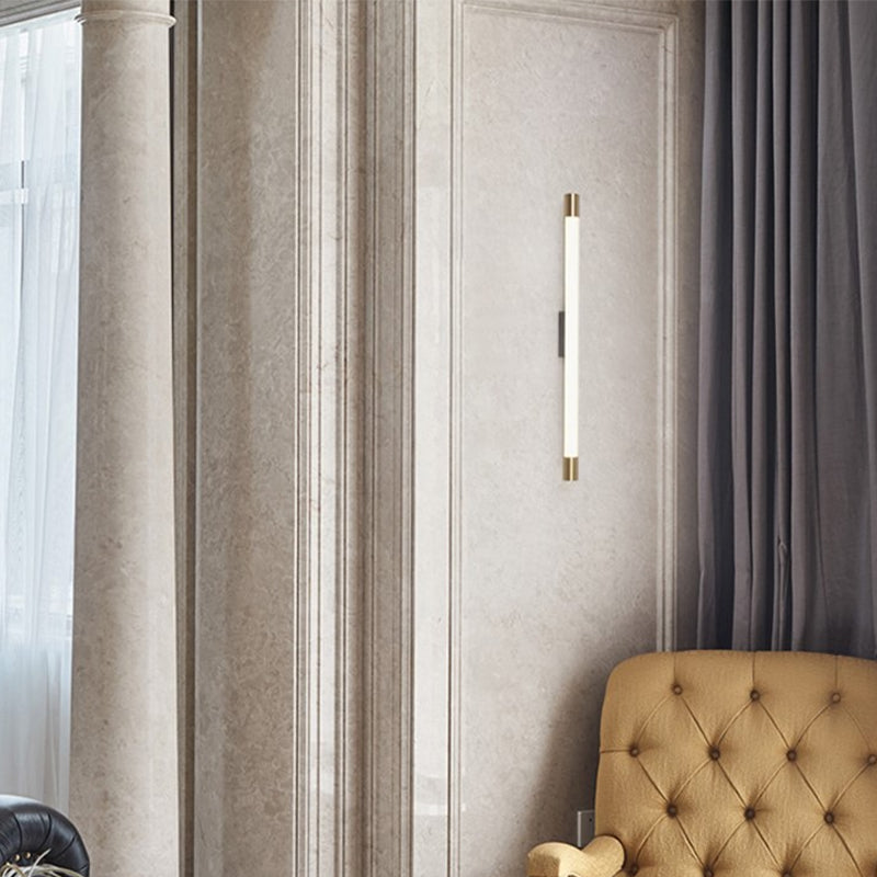 Metal Linear Shape Wall Lighting Modern Style 1 Light Wall Mounted Light Fixture in Gold