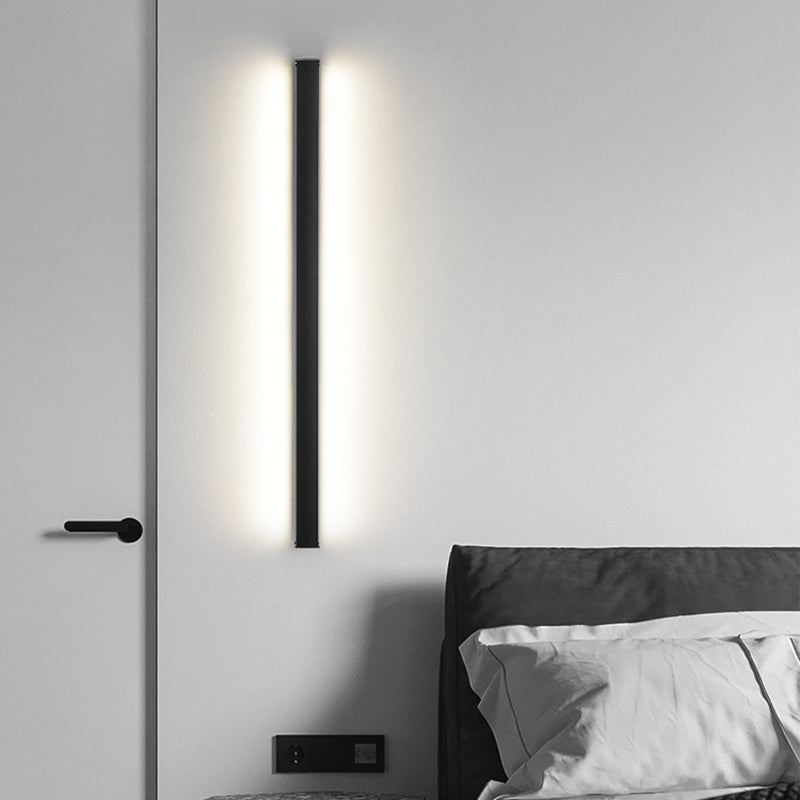 Metal Linear Shape Wall Lighting Modern Style 1 Light Wall Mounted Light Fixture in Black