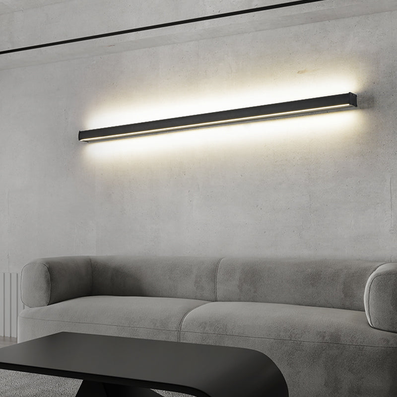 Metal Linear Shape Wall Lighting Modern Style 1 Light Wall Mounted Light Fixture in Black