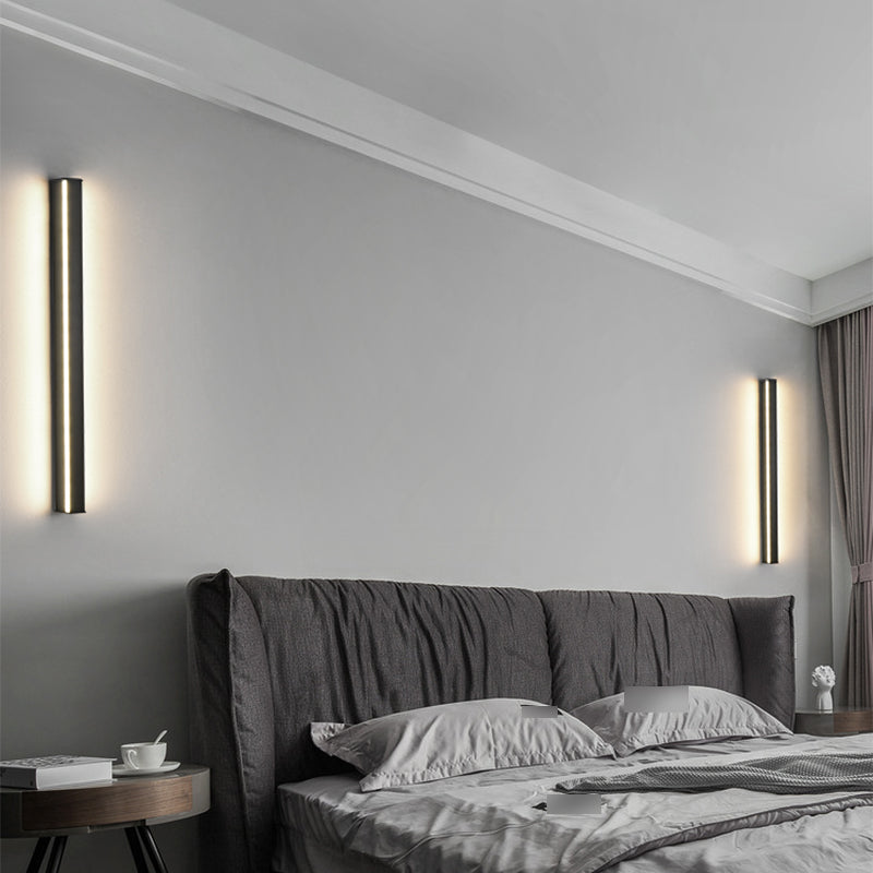 Metal Linear Shape Wall Lighting Modern Style 1 Light Wall Mounted Light Fixture in Black