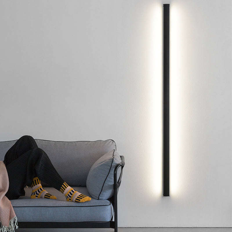 Metal Linear Shape Wall Lighting Modern Style 1 Light Wall Mounted Light Fixture in Black