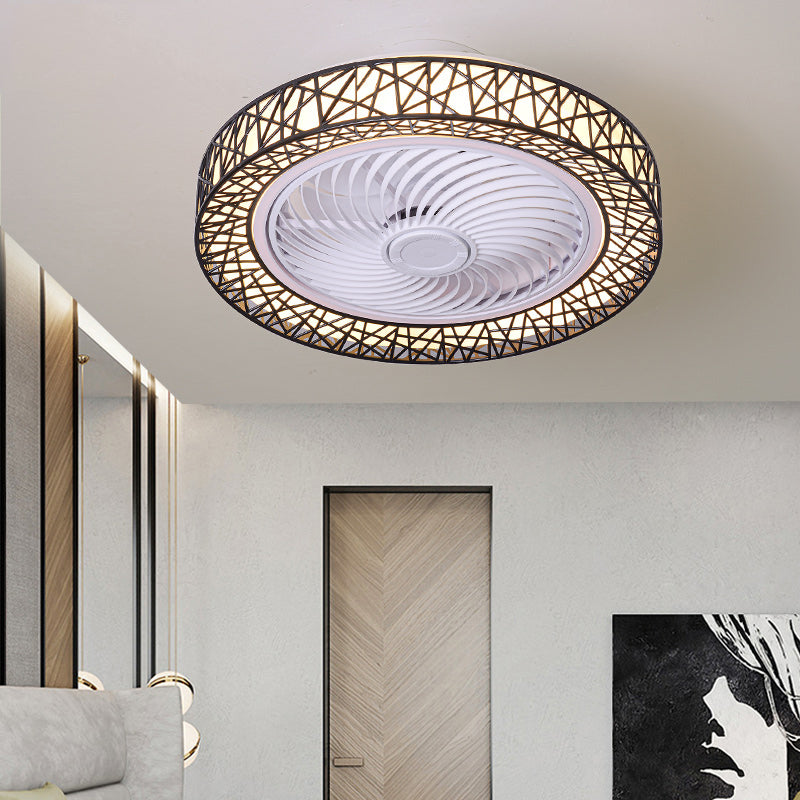 Simple Circle Ceiling Fan Lamp Metal LED Ceiling Flush Mount