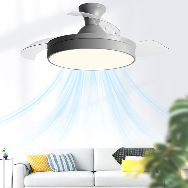 Kids Style Round Ceiling Fan Lamp Metal 1 Light Ceiling Fan Lighting for Living Room