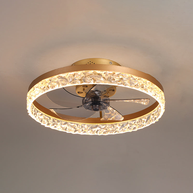 Kids Style Round Ceiling Fan Lamp Metal 1 Light Ceiling Fan Lighting for Bedroom