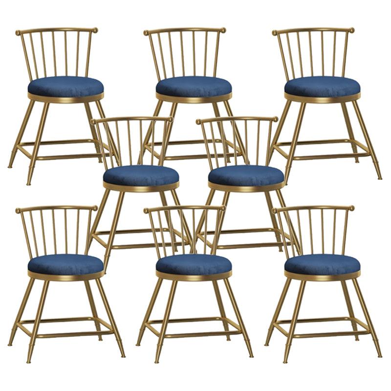 Nordic Glam Style Bar Stool Round Counter Bar Stool with Metal Legs