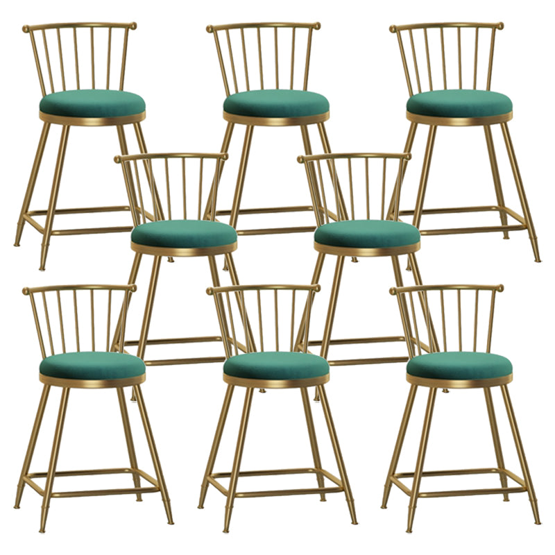 Nordic Glam Style Bar Stool Round Counter Bar Stool with Metal Legs
