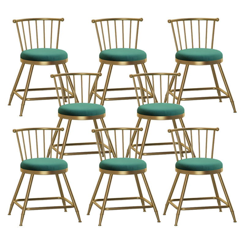 Nordic Glam Style Bar Stool Round Counter Bar Stool with Metal Legs