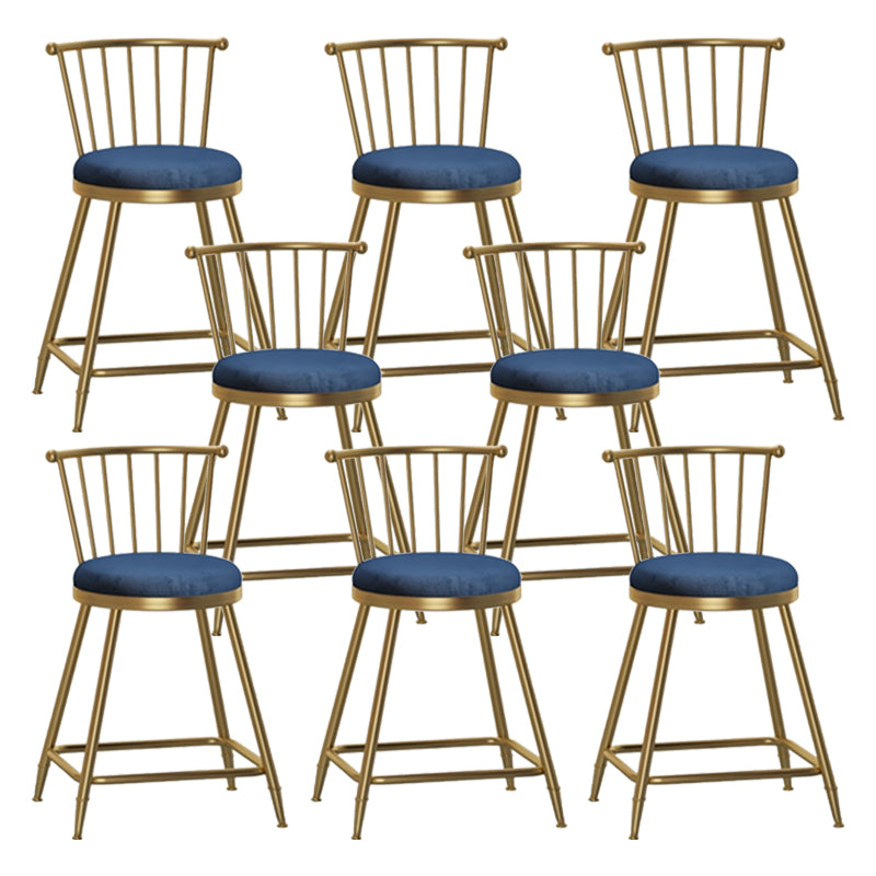 Nordic Glam Style Bar Stool Round Counter Bar Stool with Metal Legs