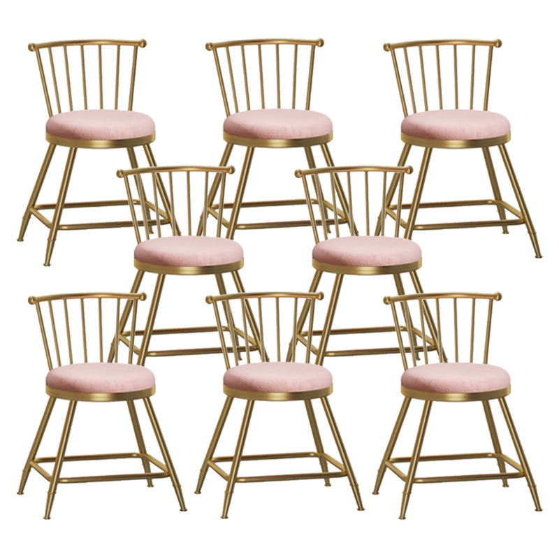 Nordic Glam Style Bar Stool Round Counter Bar Stool with Metal Legs