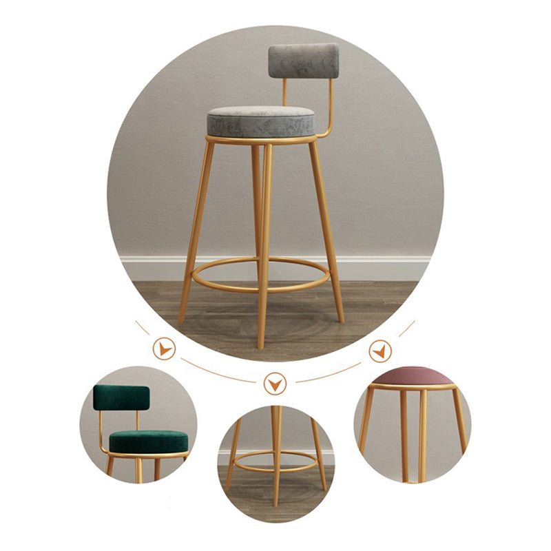 Nordic Glam Bar Stool Round Counter Bar-Stool with Metal Legs