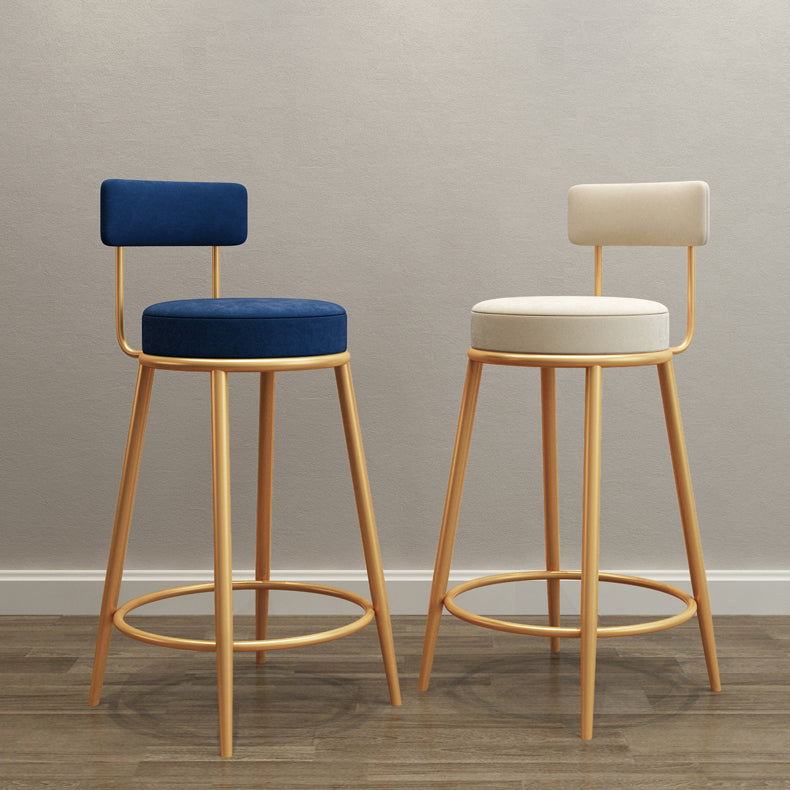 Nordic Glam Bar Stool Round Counter Bar-Stool with Metal Legs