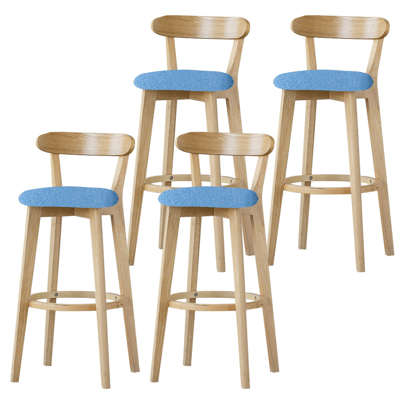 Scandinavian Rubberwood Low Back Barstool Milk Tea Shop Upholstered Stool