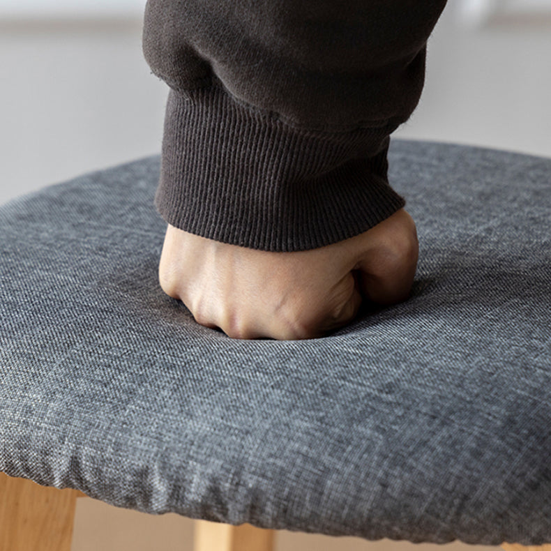 Scandinavian Rubberwood Low Back Barstool Milk Tea Shop Upholstered Stool