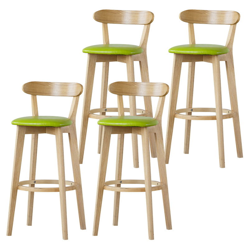 Scandinavian Rubberwood Low Back Barstool Milk Tea Shop Upholstered Stool