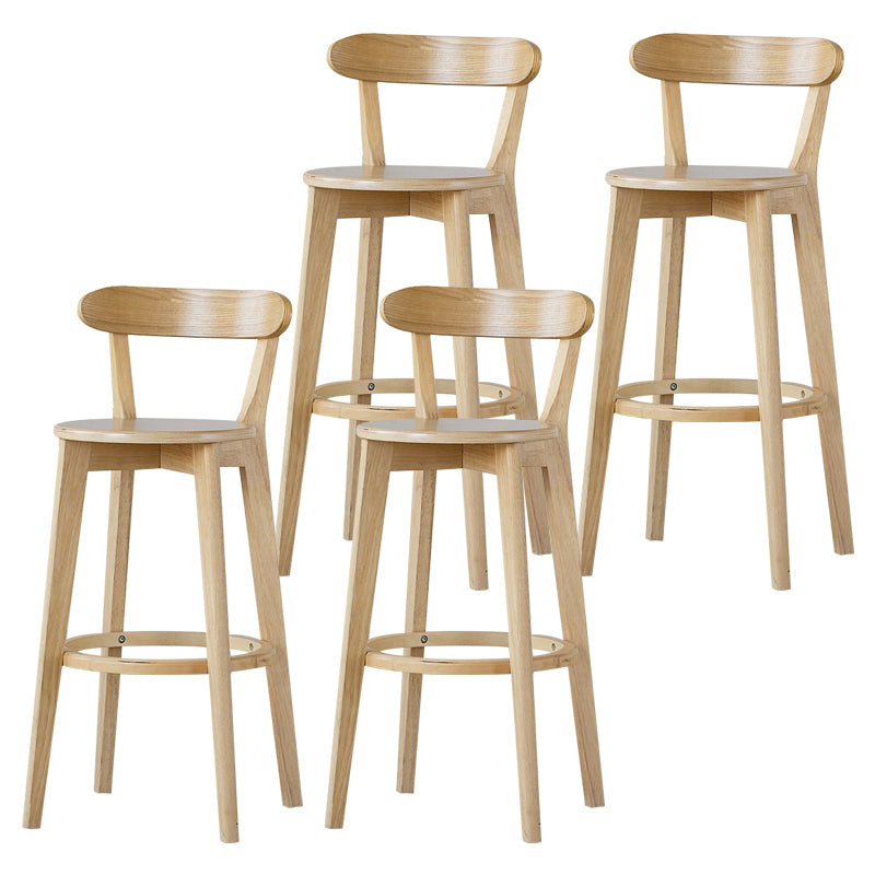 Scandinavian Rubberwood Low Back Barstool Milk Tea Shop Upholstered Stool