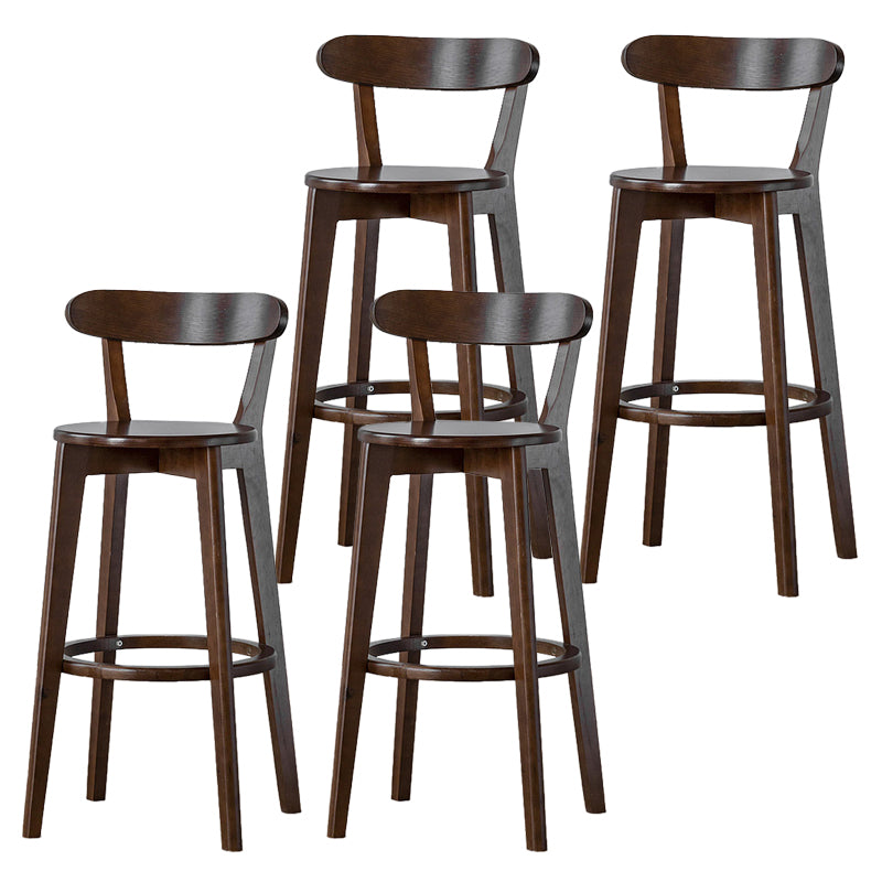 Scandinavian Rubberwood Low Back Barstool Milk Tea Shop Upholstered Stool