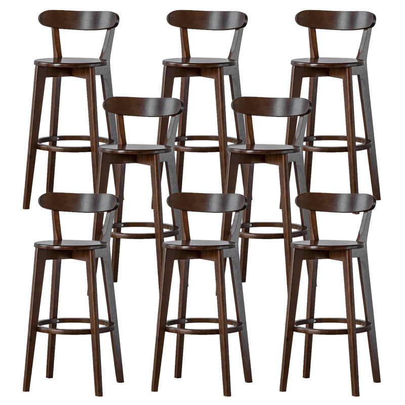 Scandinavian Rubberwood Low Back Barstool Milk Tea Shop Upholstered Stool