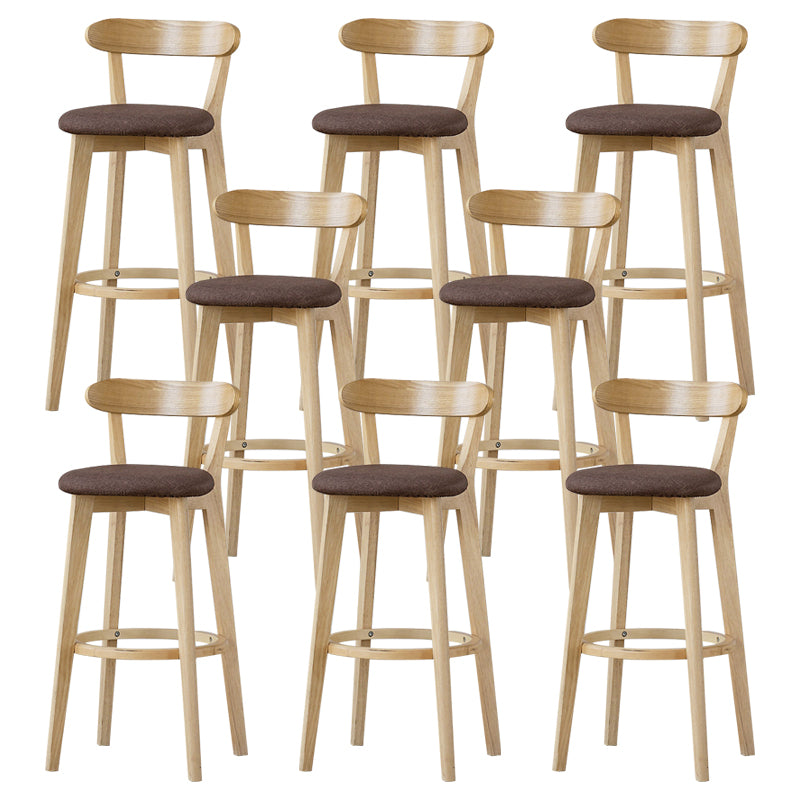 Scandinavian Rubberwood Low Back Barstool Milk Tea Shop Upholstered Stool