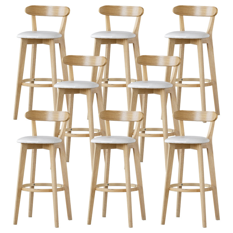 Scandinavian Rubberwood Low Back Barstool Milk Tea Shop Upholstered Stool