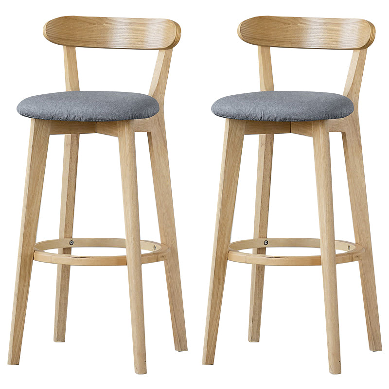 Scandinavian Rubberwood Low Back Barstool Milk Tea Shop Upholstered Stool