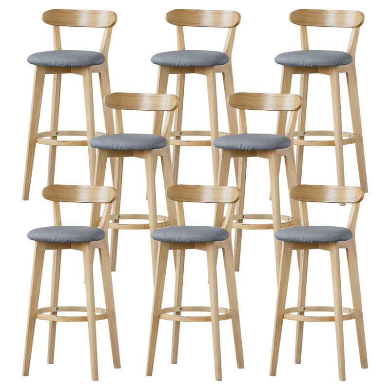 Scandinavian Rubberwood Low Back Barstool Milk Tea Shop Upholstered Stool