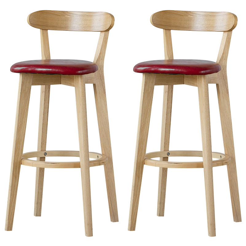 Scandinavian Rubberwood Low Back Barstool Milk Tea Shop Upholstered Stool